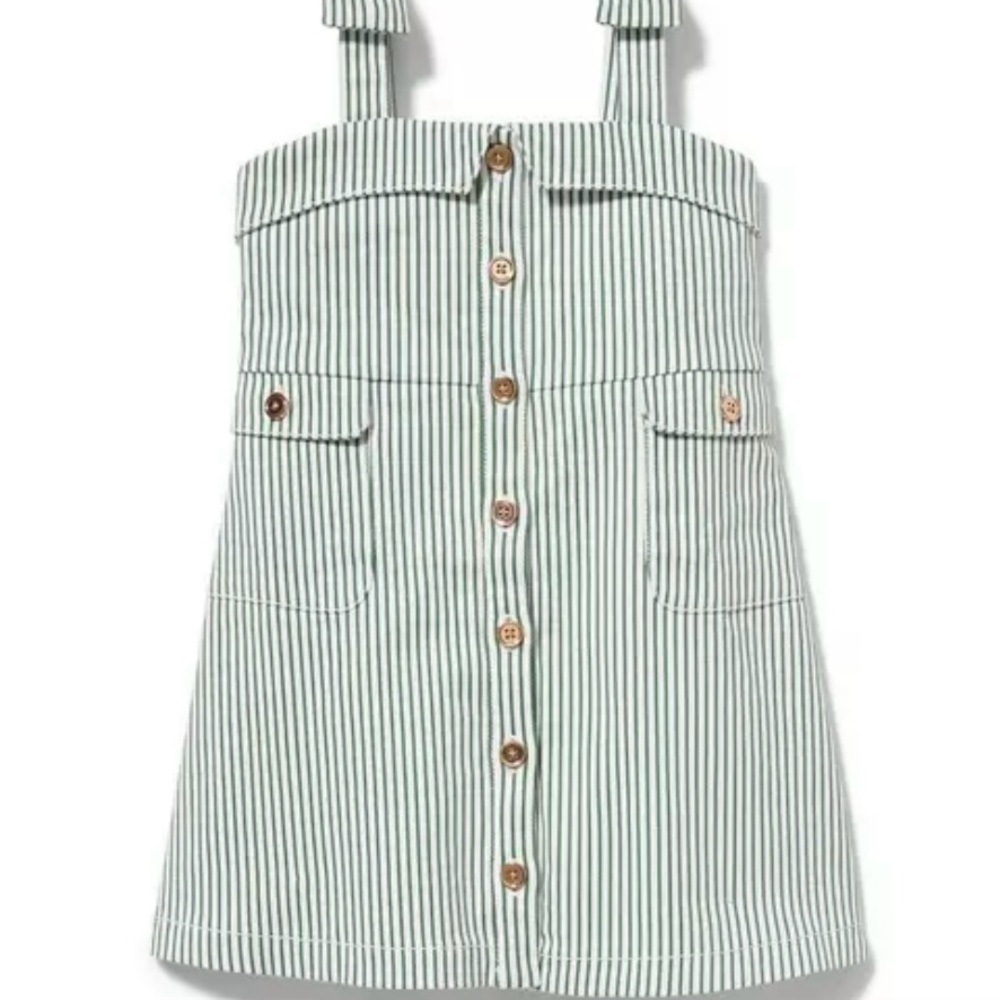 Like New, Janie and Jack Palm Green Stripe Dress, Size 7